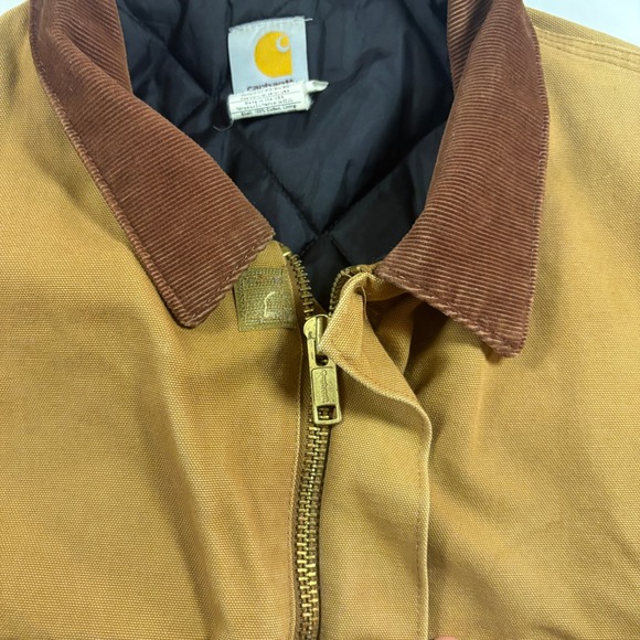 VTG Carhartt Workwear Jacket Brown Quilted Lined Corduroy Collar Men USA Size XL - Picture 10 of 15